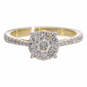 แหวนหมั้นทรงคลาสสิคประดับเพชรธรรมชาติทรงบริลเลียนต์ ตัวเรือนทองคำ 14K ชุบโรเดียม น้ำหนัก 2.7 กรัม ดีไซน์หรูหรา - Product Image 1