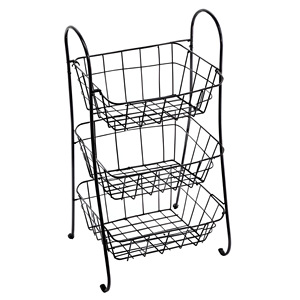 Elegante soporte de cesta de gabinete de alambre de Metal blanco de 3 niveles para estante de especias de frutas, verduras, almacenamiento elegante ahorro de espacio de cocina - Product Image 4