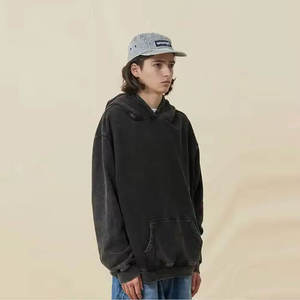 Sweat-shirts pour hommes en coton French Terry à épaules tombantes, coupe ample, à fermeture éclair, avec rivets et strass, poids lourd, sur mesure OEM - Product Image 2