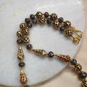 Blue Jadau Meenakari Necklace with Diamond Brass and <b>Copper</b> Classic Style for Wedding Engagement or Gift Peace Pattern <b>Chain</b> - Product Image 5