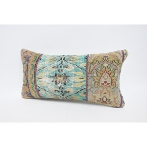 Multicolor bohemio 12x24 lana Kantha almohada Vintage bordado estampado Floral tejido decorativo cojín Patchwork 18x18 pulgadas - Product Image 4