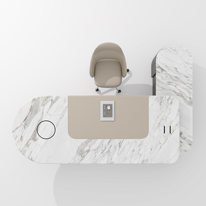 Escritorio Ejecutivo en Forma <span class=keywords><strong>de</strong></span> L <span class=keywords><strong>de</strong></span> Madera Sólida <span class=keywords><strong>de</strong></span> Lujo con Superficie <span class=keywords><strong>de</strong></span> Mármol y Cajón para Archivos - Product Image 4