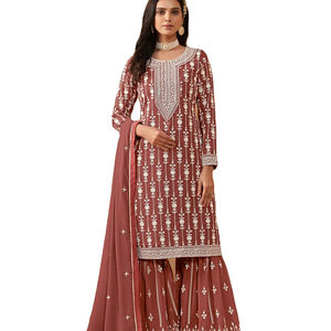 Traje de Sharara de trabajo con Bordado de hilo de imitación Georgette de último diseñador de Fab Zone - Product Image 1