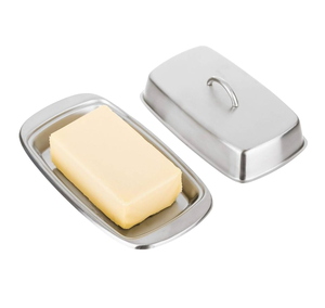 Plato de mantequilla de acero inoxidable Tapa de acero inoxidable Butter Keeper Pot con elegante y nuevo plato de mantequilla clásico - Product Image 6