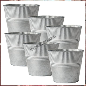 Yellow Galvanized Steel Planter Pails Indoor/Outdoor Silver Plant Pots for Garden & Home Floor Usage Bucket Metal Bucket Pots - Product Image 4