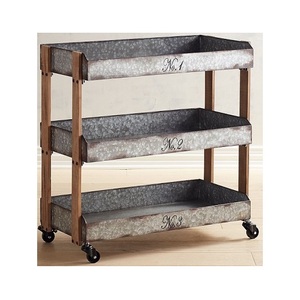 Carro de barra de hierro y Metal galvanizado, mueble decorativo para hogar, Hotel, tienda de verduras, usado - Product Image 4