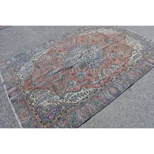 Large Area Turkish <b>Rug</b> Classic Orange <b>Purple</b> 5.9 X 8.9 ft Wool Latex Backing Abstract Pattern Rectangle Shape for Living <b>Rug</b> - Product Image 4