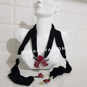 İğne Oyası Métal Aksesuarlı Orkide Fular Koyu Pembe Écharpes et châles traditionnels - Product Image 1