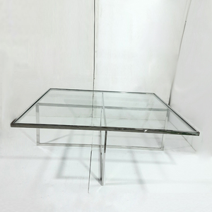 Shiny Polished <b>Square</b> Shape Design Stainless Steel Clear Glass Material Coffee Nesting <b>Table</b> Italian <b>Table</b> - Product Image 1