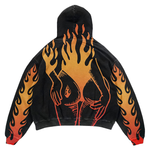 2025 bonne qualité personnalisé français éponge recadrée en détresse Streetwear grande taille unisexe sérigraphie qualité sweats à capuche - Product Image 1