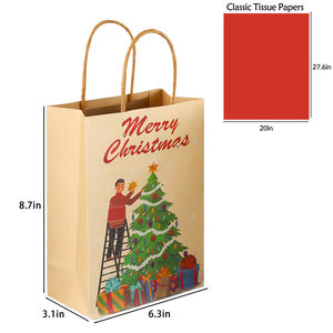 Wholesale <b>Brown</b> Kraft <b>Paper</b> <b>Gift</b> <b>Bags</b> with Handles for Candy Cookies Christmas Packaging - Product Image 3