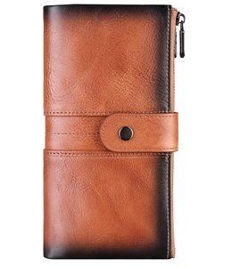Precio al por mayor 2025 Cartera larga Hombres Ligero OEM Logotipo personalizado Tendencia Cierre de botón a presión de alta calidad Cuero genuino - Product Image 1