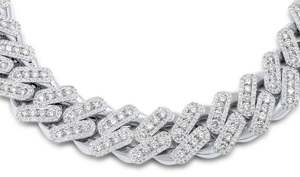 Collar de Oro Blanco de 14k con Eslabones Cubanos, Cadena de Eslabones de Hielo Única de 14k, Cadena de Diamantes BAGUETTE - Product Image 2