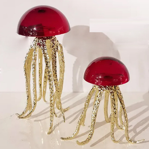 Juego de 2 Esculturas Decorativas Hechas a Mano con Base de Mármol Coral y Metal de Aluminio para Decoración de Mesa de Sala de Estar y Dormitorio - Product Image 6
