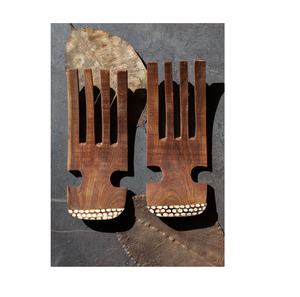 Juego de vajilla de mano para servidor de ensalada de madera de acacia, cuchara de mano para servidor de ensalada de madera sin pulir hecha a mano de la mejor calidad - Product Image 2