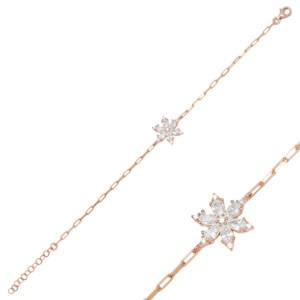 Flower Design Marquise Cut Zircon Stone <b>Charm</b> Bracelet Turkish Handmade Gold Plated 925 Sterling Silver Jewelry for Gift Party - Product Image 6