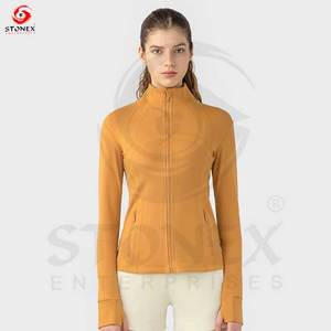 Nouveau yoga veste à glissière à col haut taille française fermeture éclair slim fit sports portant des vêtements de fitness femmes vestes - Product Image 4