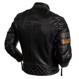 Nouvelle veste en cuir de vachette pour hommes à la mode avec col montant avant Logo respirant fermetures à glissière personnalisées pour hommes expédition DDP - Product Image 4