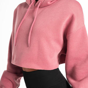 Venta al por mayor de las mujeres personalizadas Crop Top Casual Sudadera CON CAPUCHA DE LAS MUJERES sudaderas con capucha recortadas de gran tamaño sudaderas con capucha para las mujeres - Product Image 2