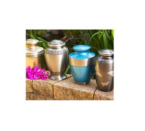 Urne funéraire en métal pour cendres humaines avec piédestal Urne commémorative en métal de couleur blanche rose pour cendres humaines avec couvercle - Product Image 1