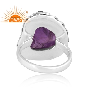Anillo apilable de piedras preciosas de amatista en bruto Natural de plata esterlina más vendido, fabricante de joyas - Product Image 4