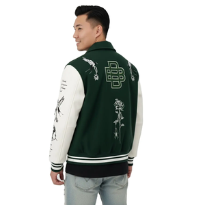 Veste universitaire pour homme en laine et toile de haute qualité, à col montant, couleur unie, vintage, pour l'hiver, fabriquée au Pakistan - Product Image 6