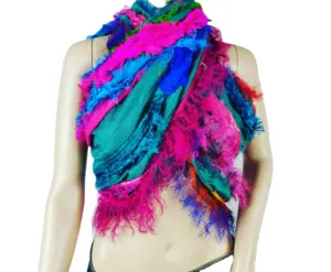 Recycled Sari silk scarf Shawls fancy stole Headwear Wraps Scarves Wholesale High Quality Women designers dupatta