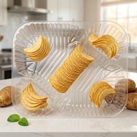 Barquette en plastique BOPS transparente pour nachos avec compartiment pour sauce, pour collations, pain, biscuits et gâteaux