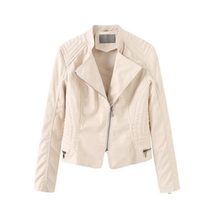 Chaquetas de cuero de piel de oveja para mujer Chaquetas de cuero estilo helecho estilo Bal teñido de color sólido - Product Image 6