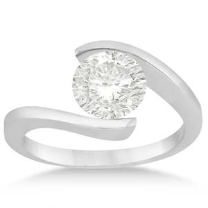 Palladium Tension Set Diamond Engagement <b>Ring</b> & <b>Band</b> Bridal Set - Product Image 1