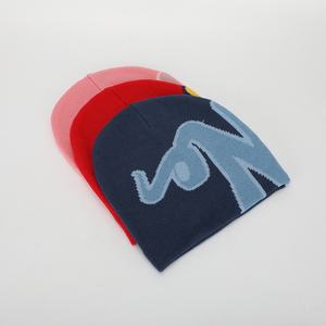 Sombreros de punto a rayas lisas para invierno, gorros con logotipo personalizado, gorros de lana de Cachemira Jacquard Skully para hombres y mujeres, fruta clásica, venta al por mayor - Product Image 2