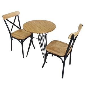 BFCBCF002-Rustic Square Design Wood Panel Booth Seat CAFEBAMBOO's Iron Lap and Back Iron for Cafe Shop Bistro School - Product Image 1