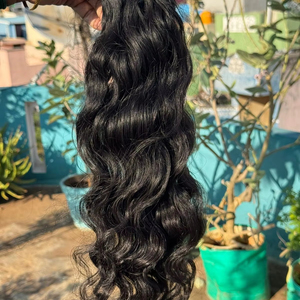Onda de agua virgen 100% Cabello humano de donante único indio crudo Doble trama Cutícula sin procesar Cabello de templo alineado Estilo de onda natural - Product Image 1