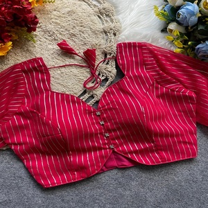 Modern <strong>Blouse</strong> V NECK style <strong>pattern</strong> <strong>blouse</strong> can be used in saree and laheng <strong>Blouse</strong> back open <strong>pattern</strong> with tone to tone tasells - Product Image 1