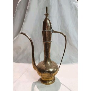 <span class=keywords><strong>1986</strong></span> Ấn Độ khắc Brass dallah ấm trà/Cà Phê nồi 12.5 inch cao biểu tượng tùy chỉnh - Product Image 5