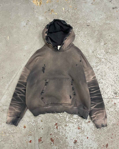 Acidwashvintagefrenchterry เสื้อมีฮู้ดผ้าฟลีซพิมพ์ลายนูนสำหรับฤดูหนาวผ้าคอตตอนผสม - Product Image 1