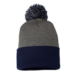 Gorro de dos tonos Snowstar con logotipo personalizado, gorro de invierno con pompón en contraste, gorros - Product Image 2