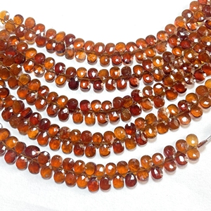 ลูกปัดอัญมณีโกเมนสีแดงธรรมชาติขนาด6x8มม. ลูกปัดทรงลูกแพร์แบบเหลี่ยมเพชรพลอย - Product Image 3