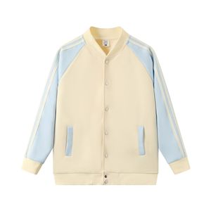Veste de baseball unisexe Healy 2026 à manches longues, color-block, fermeture boutonnée, bleu crème, polyester, coupe classique, adultes, toutes saisons - Product Image 6