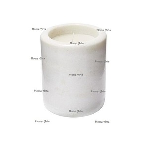 Bougeoir de couleur blanche en marbre Ensemble de 3 bougeoirs photophore de tailles différentes pour la maison et les hôtels - Product Image 4