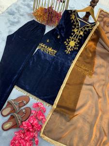 Latest Designer Pure Viscose Velvet Embroidery <b>Kurti</b> Set by FabZone - Product Image 4