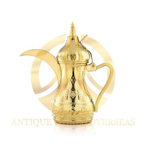 Dallah de metal árabe en latón y acero para uso de servicio de té de café de mesa de restaurante de hotel - Product Image 5