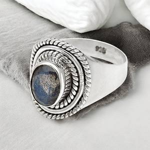 แหวนรูปไข่อัญมณีลาบราดอไรต์ธรรมชาติมาใหม่ออกแบบหรูหราทำ From925เครื่องประดับเงินแท้ทำมือสไตล์โบโฮ - Product Image 5