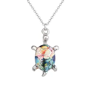 Ocean Style Anime Necklace Multi Color Turtle Pendant Paint Necklace For Gift Hawaiian Tropics Jewelry