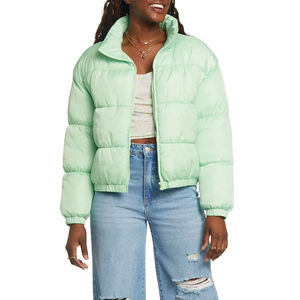 High Quality <b>Women's</b> <b>Lightweight</b> 100% Cotton Puffer <b>Jacket</b> Quickdry Breathable Solid Pattern Customised Logo Printing Finished - Product Image 4