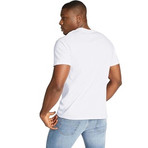 T-shirt coupe ajustée à manches courtes et col en O de couleur blanche et unie en jersey 100% coton pour hommes fabriqué sur mesure par OEM de l'usine du Bangladesh - Product Image 5