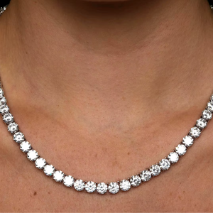 <b>Tennis</b> <b>Necklace</b> Round Cut Moissanite Diamond 925 <b>Sterling</b> <b>Silver</b> for Women Wedding Gift - Product Image 2