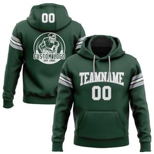Wholesale & Dropship Custom Stitched Green <b>White</b>-Gray Football Pullover <b>Sweatshirt</b> Hoodie - Product Image 1