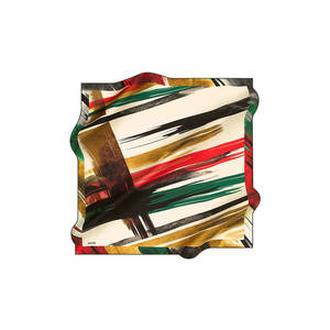 Off-White Silk Square <b>Scarf</b> with Brush Pattern - Product Image 1