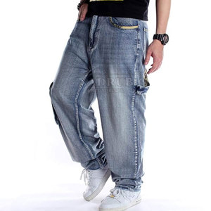 Jean baggy décontracté avec style décontracté et tissu durable Jean baggy avec bord brut et aspect délavé vintage - Product Image 4